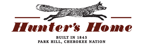 Hunter's Home built in 1845, Park Hill, Cherokee Nation, logo with a fox illustration